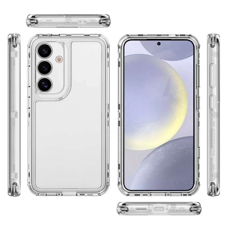 For Samsung Galaxy S24 Case 3-in-1 Acrylic+TPU Transparent Phone Cover