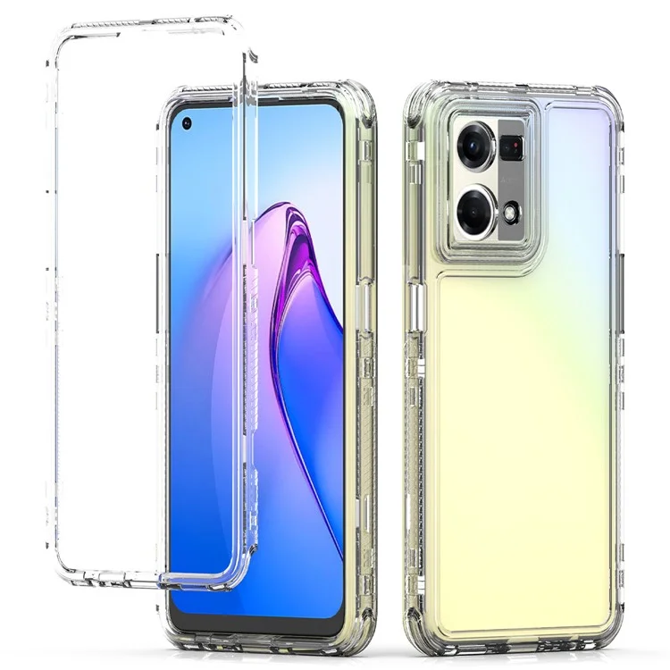 Pour Oppo Reno7 4G Clear Case Acrylic+TPU Phone Cover 3-in-1 Design