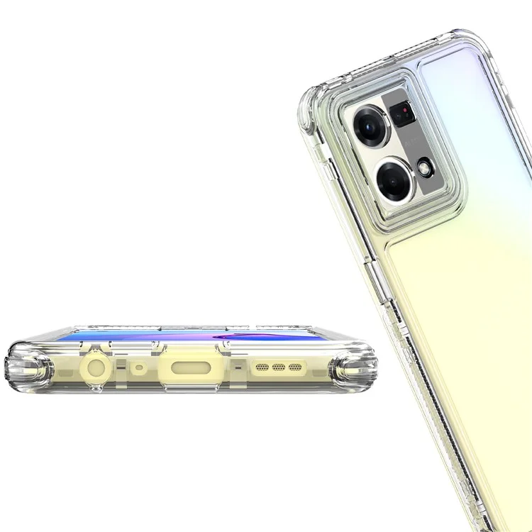 Pour Oppo Reno7 4G Clear Case Acrylic+TPU Phone Cover 3-in-1 Design