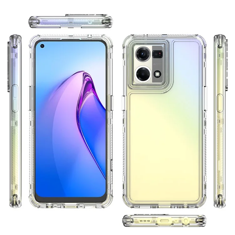 Pour Oppo Reno7 4G Clear Case Acrylic+TPU Phone Cover 3-in-1 Design