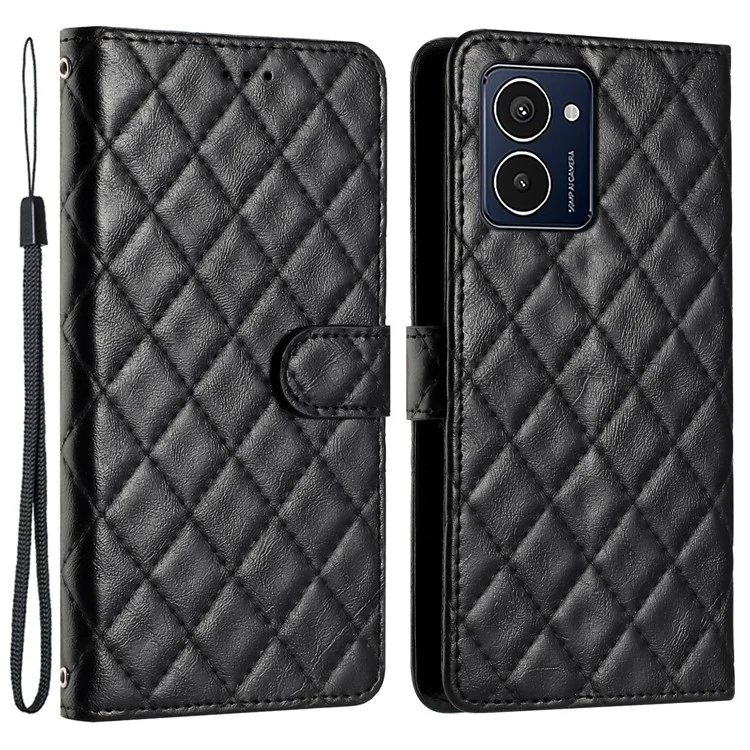 Pour le boîtier classique Rhombus Pattern Leather Phone Cover - Noir HMD Pulse Pro