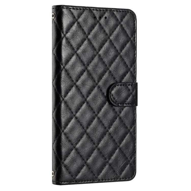 Pour le boîtier classique Rhombus Pattern Leather Phone Cover - Noir HMD Pulse Pro