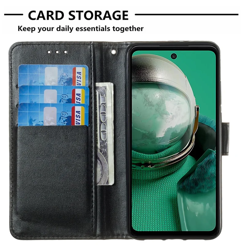 For HMD Pulse+ / Pulse Case Leather Wallet Phone Cover Stand Function Solid Color - Black