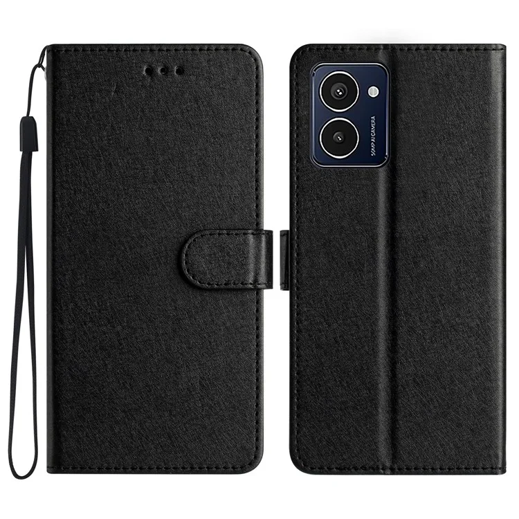 Pour HMD Pulse Pro Wallet Case Silk Texture Leather Phone Cover - Noir