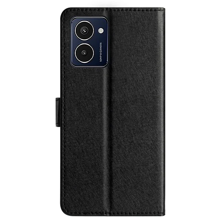 Pour HMD Pulse Pro Wallet Case Silk Texture Leather Phone Cover - Noir