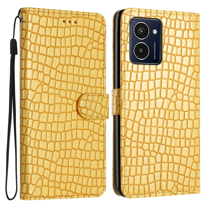 Voor HMD Pulse Pro Hoesje Stand PU Leren Telefoonhoesje Klassiek Krokodillenpatroon - Geel