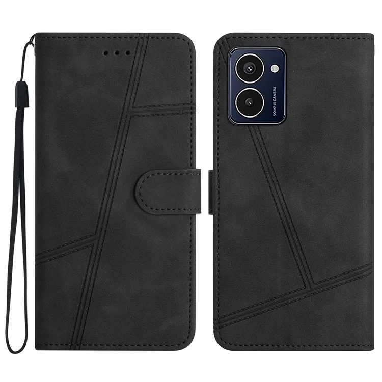 For HMD Pulse Pro Case Flip Leather Retro Phone Cover Lines Imprinted - Black