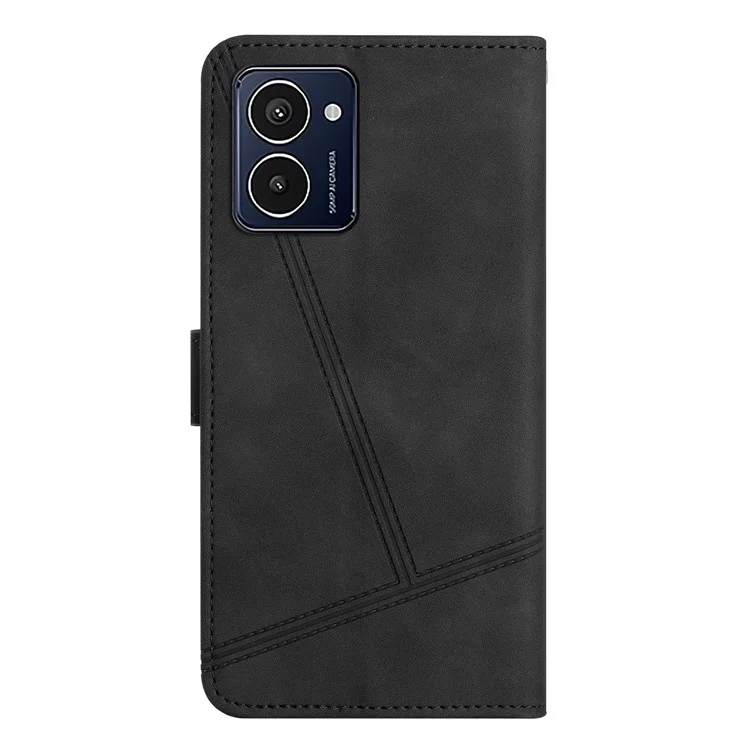 For HMD Pulse Pro Case Flip Leather Retro Phone Cover Lines Imprinted - Black