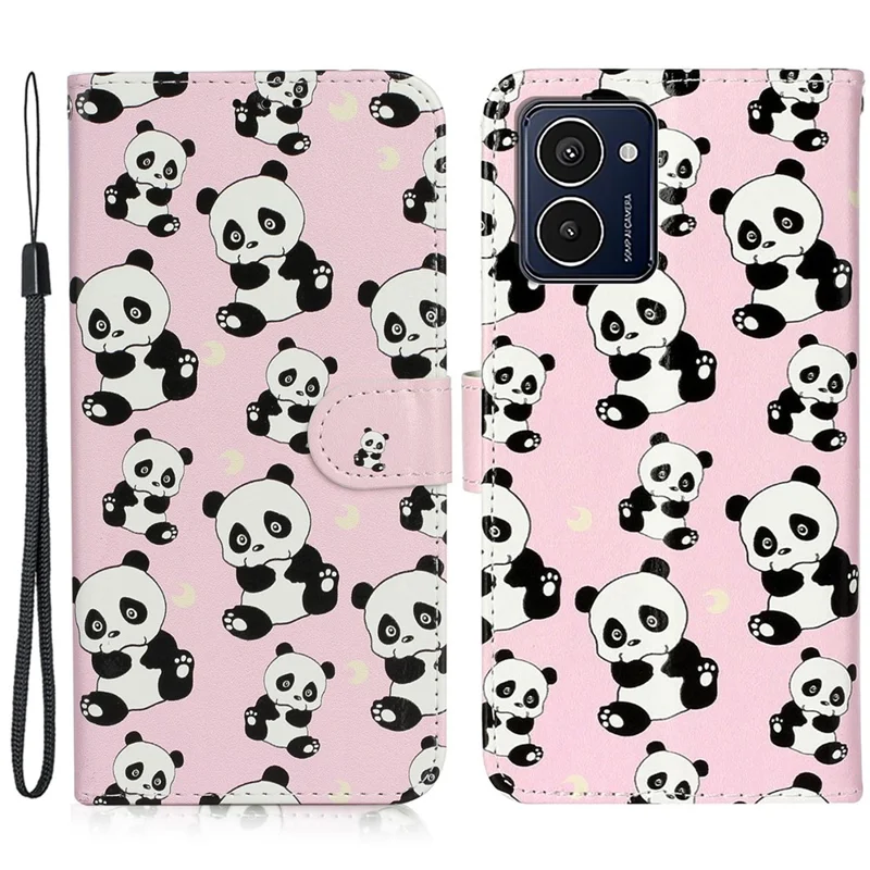 For HMD Pulse Pro Case with Card Holder Pattern Leather Phone Cover - Panda