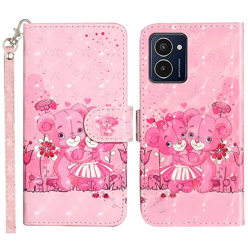For HMD Pulse Pro Case 3D Pattern Printed Phone Leather Cover Handbag - Bears