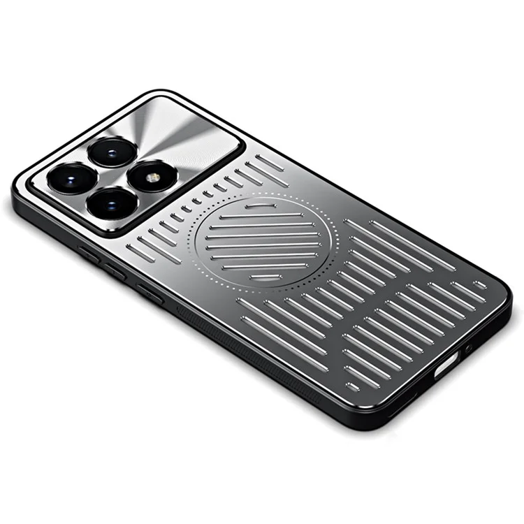 For Xiaomi Redmi K70E 5G Case TPU+Aluminum Alloy Anti-Fall Phone Cover Heat Dissipation - Silver