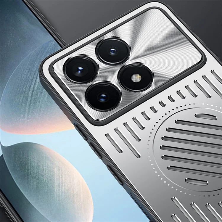 For Xiaomi Redmi K70E 5G Case TPU+Aluminum Alloy Anti-Fall Phone Cover Heat Dissipation - Silver
