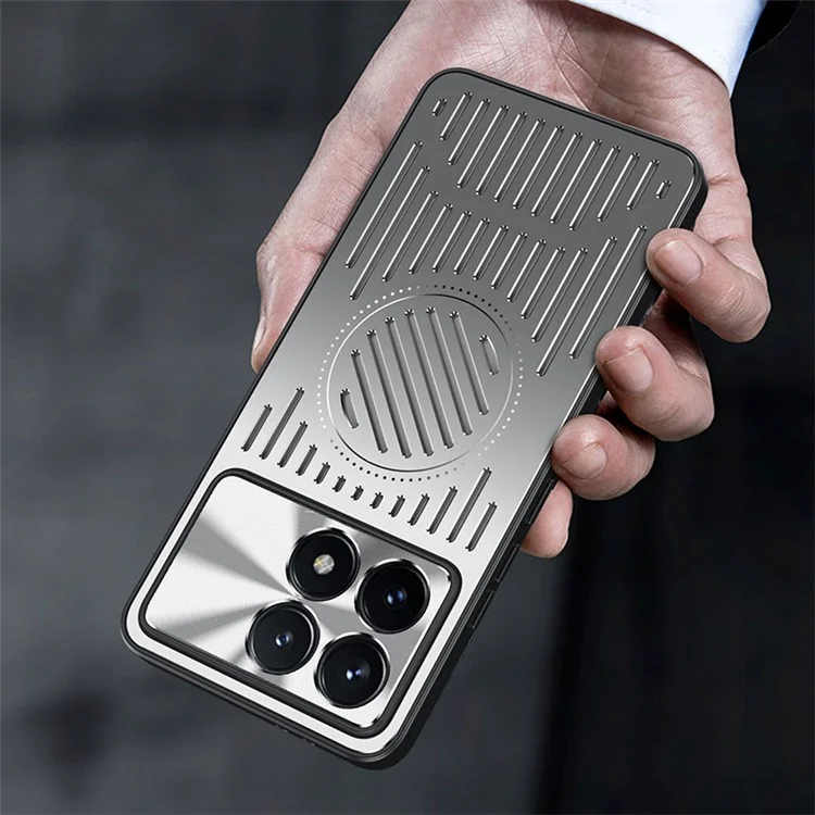 For Xiaomi Redmi K70E 5G Case TPU+Aluminum Alloy Anti-Fall Phone Cover Heat Dissipation - Silver