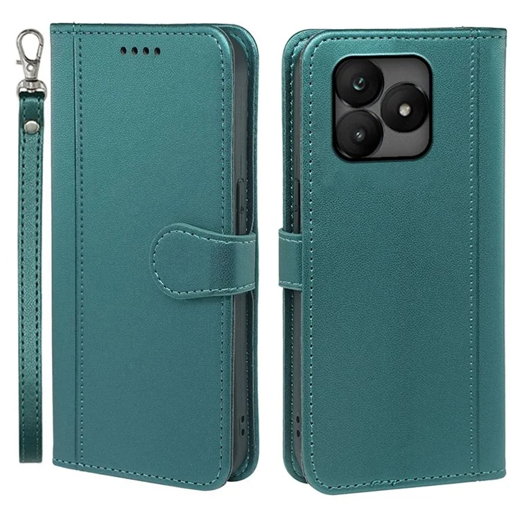HX02 For Wiko T20 Wallet Case Magnetic Snap Leather Phone Cover with Strap - Green