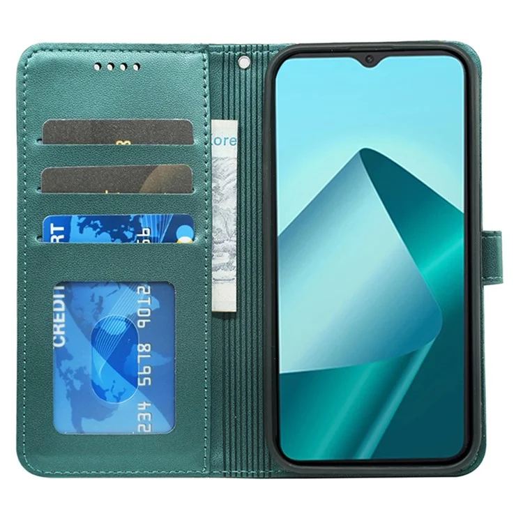 HX02 For Wiko T20 Wallet Case Magnetic Snap Leather Phone Cover with Strap - Green