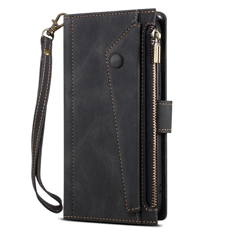 ESEBLE Star Series Per iPhone 16 Plus Case Zipper Wallet Custodia Telefono in Pelle con Supporto - Nero