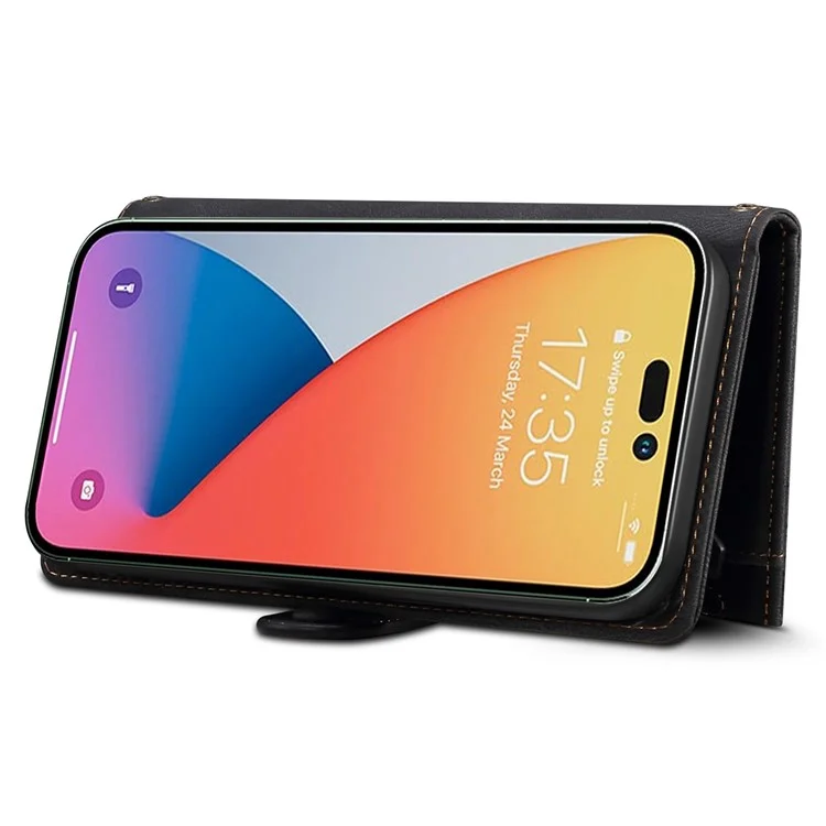 ESEBLE Star Series Per iPhone 16 Plus Case Zipper Wallet Custodia Telefono in Pelle con Supporto - Nero