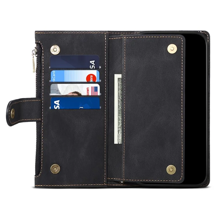 ESEBLE Star Series Per iPhone 16 Custodia con Cerniera Portafoglio in Pelle con Supporto - Nero