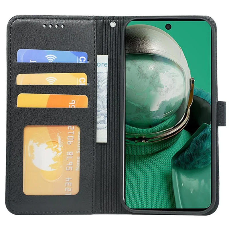 HX02 For HMD Pulse Pro Case Wallet Leather Phone Cover with Strap - Black