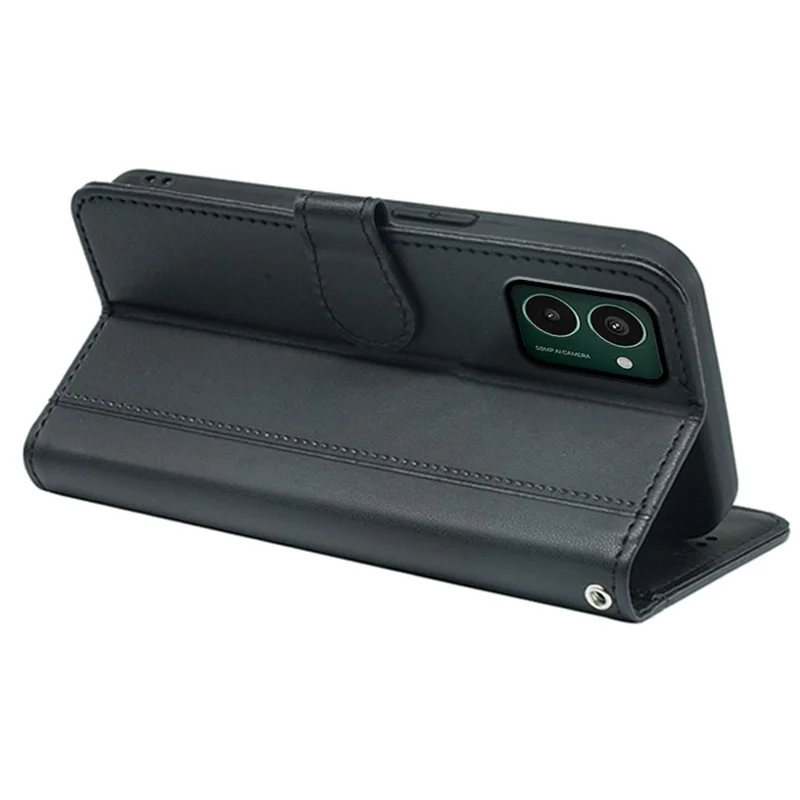 HX02 For HMD Pulse Pro Case Wallet Leather Phone Cover with Strap - Black