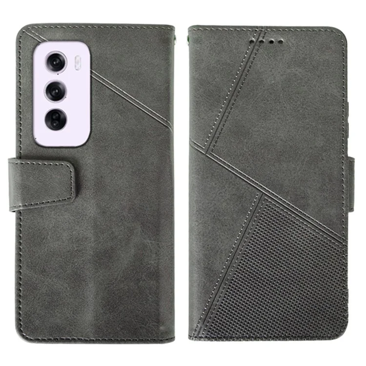 IDEWEI Für Oppo Reno12 Pro 5G (Global) Case Leder Brieftasche Handyhülle Ständer Kalbsleder-Textur - Grau