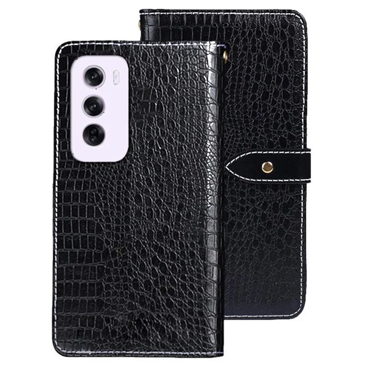 IDEWEI Pour Oppo Reno12 5G (Global) Étui de Téléphone Texture Crocodile Cuir PU Housse à Rabat - Noir