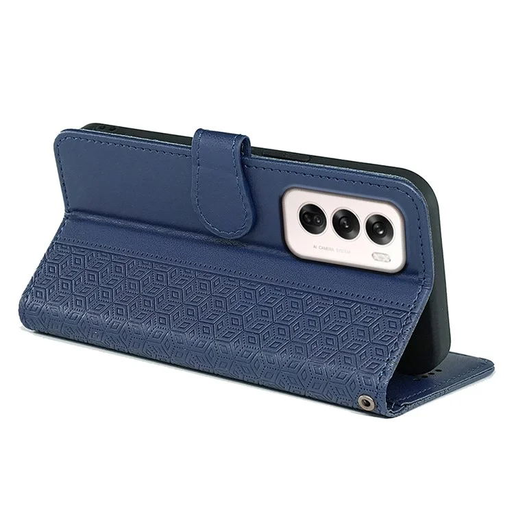 Para Oppo Reno12 5G (Global) Capa de Telefone Carteira Padrão de Impressão de Couro Flip Cover - Azul