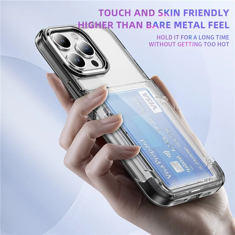 Per iPhone 13 Pro Case Flip Card Slot TPU + Acrylic Clear Phone Cover - Transparent Black