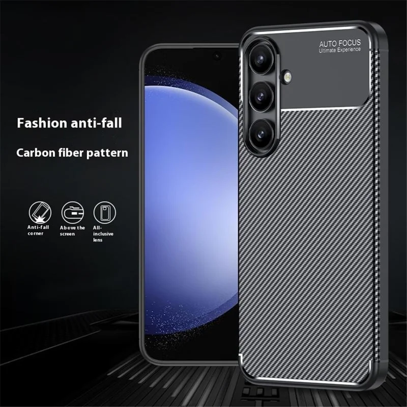 For Samsung Galaxy S24 FE Case Carbon Fiber Texture Soft TPU Phone Cover