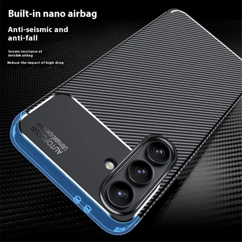 For Samsung Galaxy S24 FE Case Carbon Fiber Texture Soft TPU Phone Cover