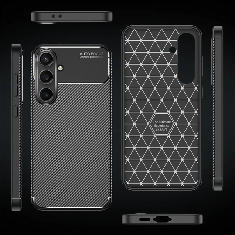 For Samsung Galaxy S24 FE Case Carbon Fiber Texture Soft TPU Phone Cover