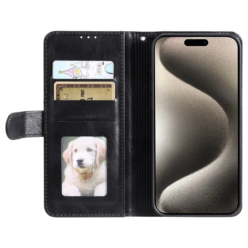 013 Estilo para iPhone 16 Pro Max Case PU Leather Anti-Fall Phone Cover com 6 compartimentos para cartões - Preto
