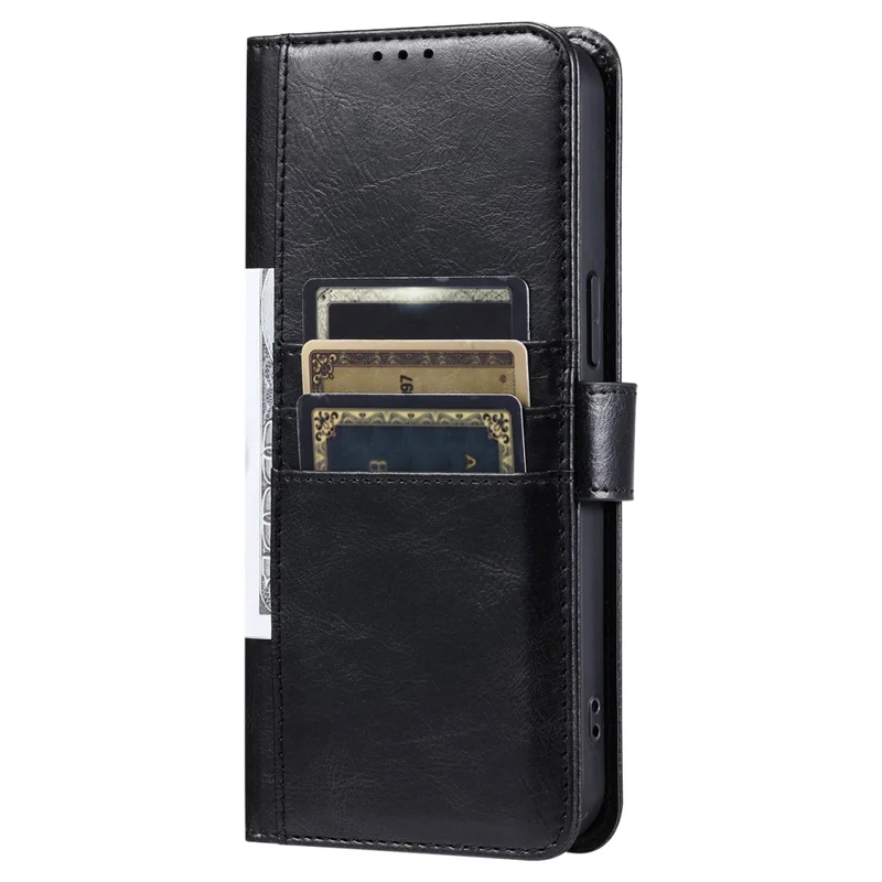 013 Estilo para iPhone 16 Pro Max Case PU Leather Anti-Fall Phone Cover com 6 compartimentos para cartões - Preto