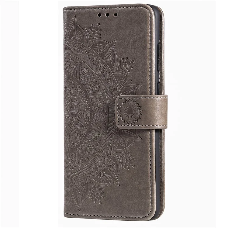 Für iPhone 16 Pro Max Stand Case Bedruckter Totem PU-Leder Brieftasche Handyhülle - Grau