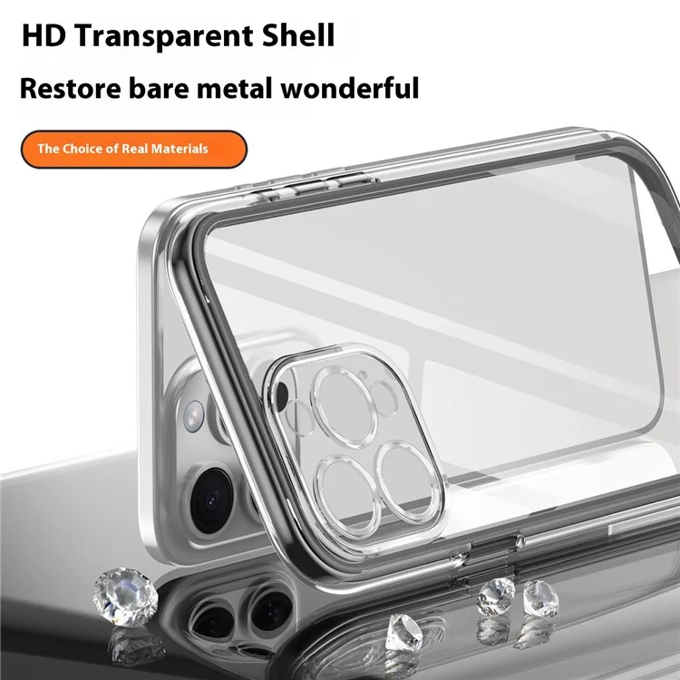 Y1 Series For iPhone 14 Pro Case Vacuum Airbag PC+TPU Phone Cover HD Transparent - Black