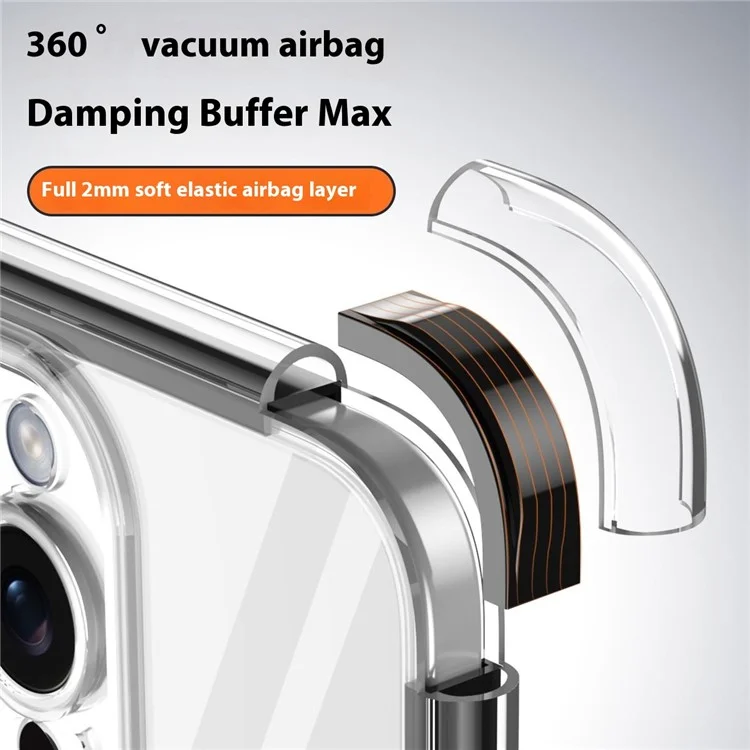 Y1 Series For iPhone 14 Pro Case Vacuum Airbag PC+TPU Phone Cover HD Transparent - Black