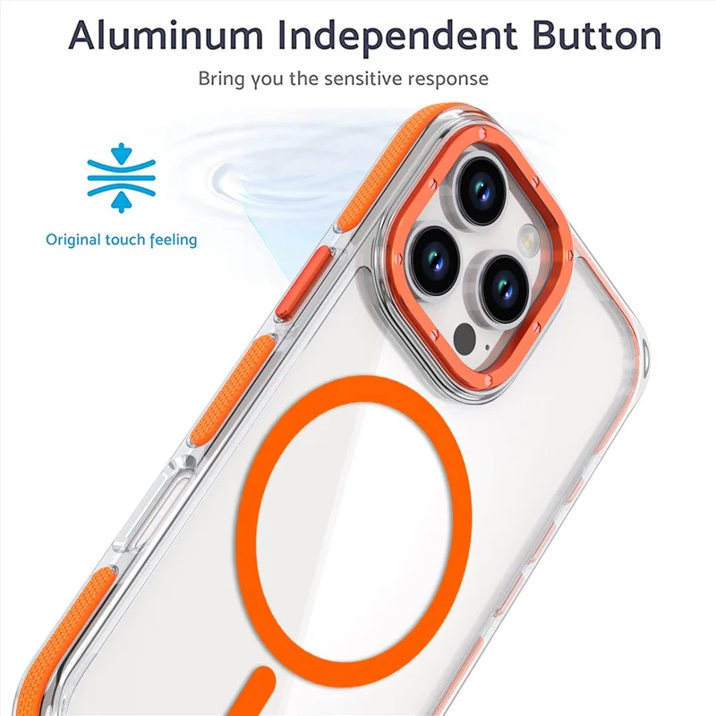 For iPhone 16 Pro Max Case Anti-Drop Dual Color PC+TPU Transparent Phone Cover Compatible with MagSafe - Orange