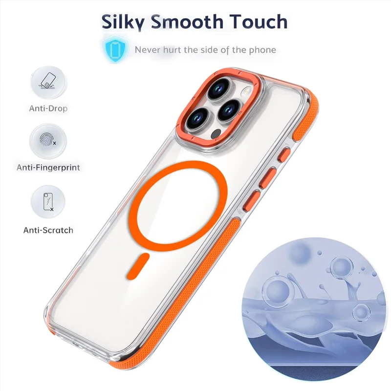 For iPhone 16 Pro Max Case Anti-Drop Dual Color PC+TPU Transparent Phone Cover Compatible with MagSafe - Orange