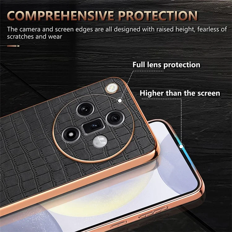 AZNS pour Oppo Find X7 5G Étui Placage Électrolytique Cuir+TPU Étui de Téléphone - Brun