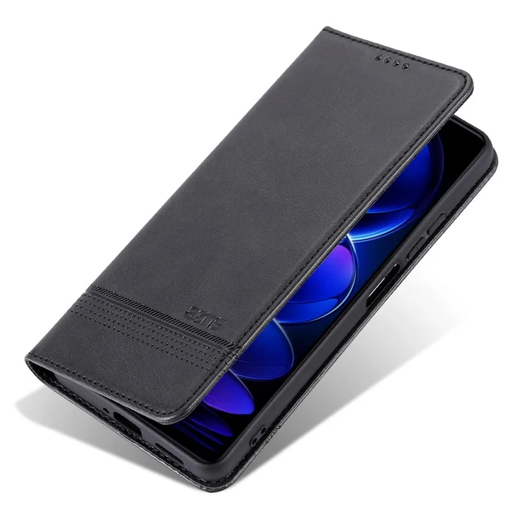 AZNS For Honor Play 60 Plus 5G Phone Case Cowhide Texture PU Leather Phone Cover - Black