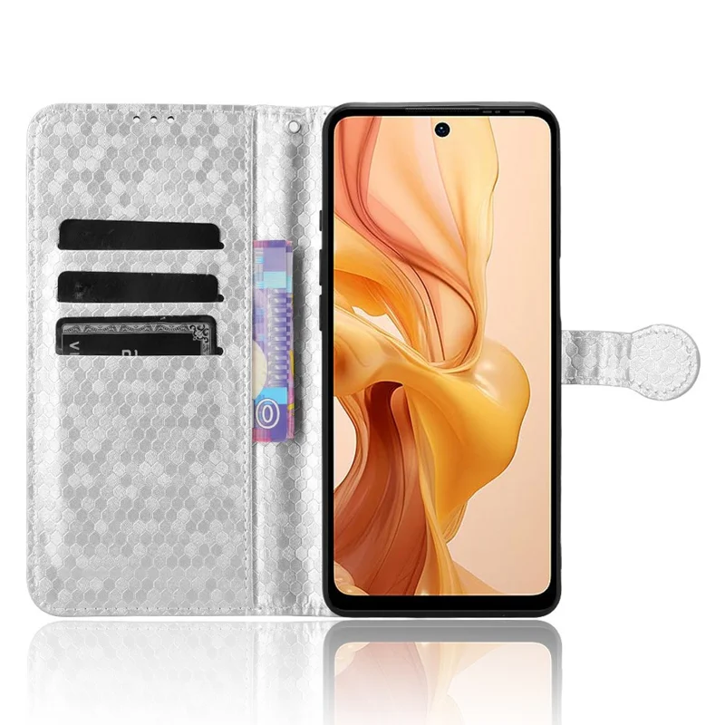 Etui portfelowe z wzorem kropek do Ulefone Note 18 Ultra, pokrowiec z imitacji skóry PU ze srebrnym nadrukiem – srebrny