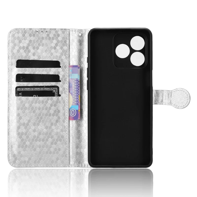 Etui portfelowe z wzorem kropek do Ulefone Note 18 Ultra, pokrowiec z imitacji skóry PU ze srebrnym nadrukiem – srebrny