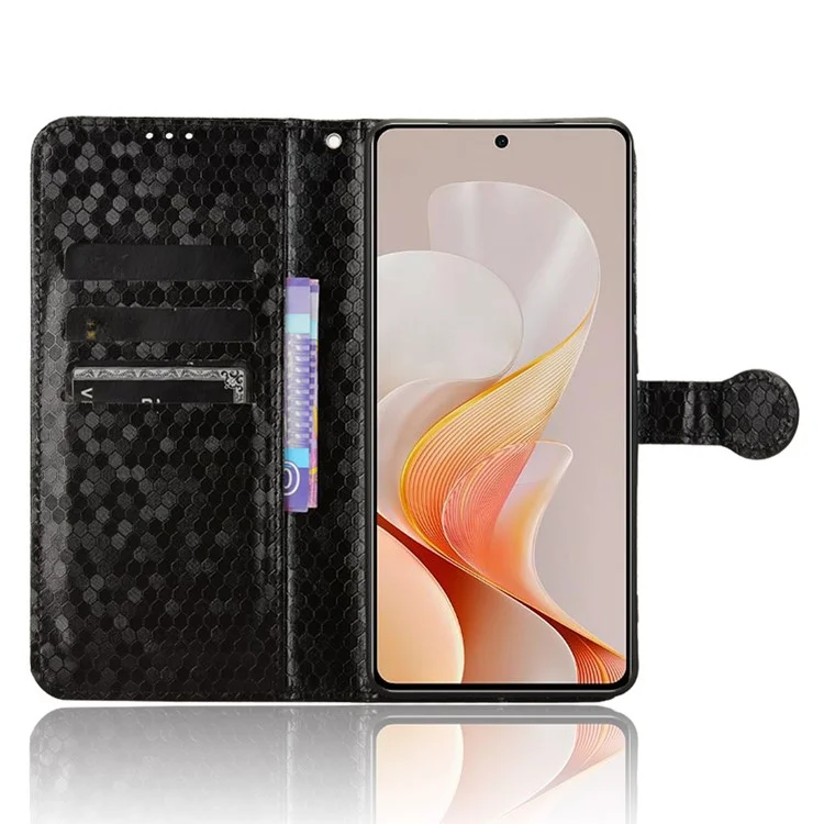 Für vivo S19 5G Wallet Case Dot Pattern Imprint PU Leder Handyhülle - Schwarz