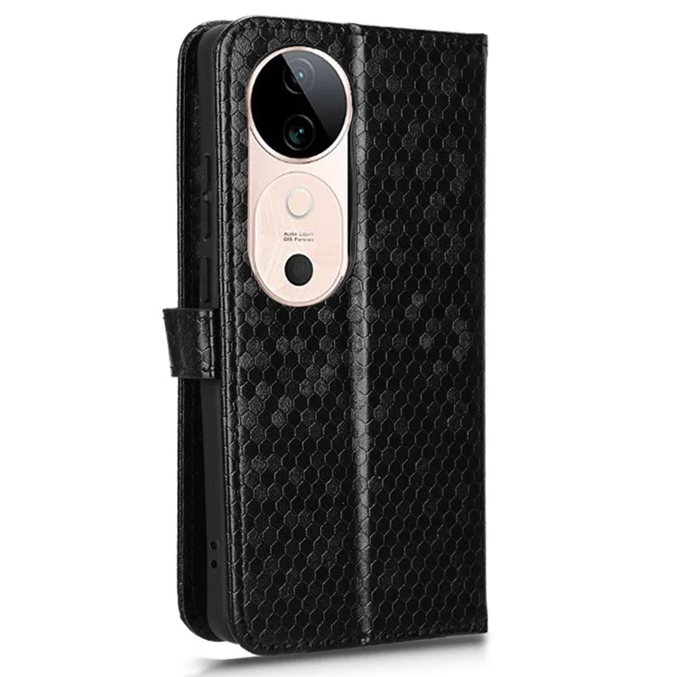 Für vivo S19 5G Wallet Case Dot Pattern Imprint PU Leder Handyhülle - Schwarz