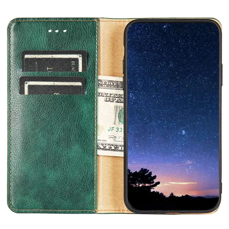 For Sony Xperia 5 IV 5G Magnetic Auto Closing PU Leather Wallet Stand Case Shockproof Phone Cover - Green