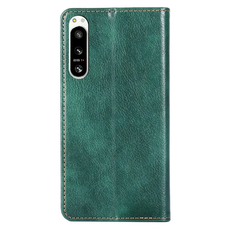 For Sony Xperia 5 IV 5G Magnetic Auto Closing PU Leather Wallet Stand Case Shockproof Phone Cover - Green