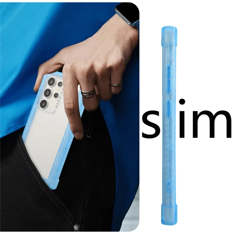 For Samsung Galaxy S24 Ultra Case TPU+PC 3-in-1 Protective Matte Phone Cover - Blue