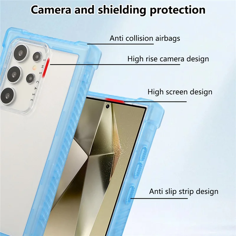 For Samsung Galaxy S24 Ultra Case TPU+PC 3-in-1 Protective Matte Phone Cover - Blue