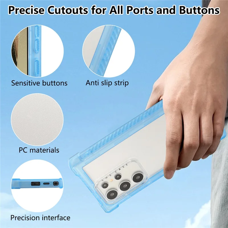 For Samsung Galaxy S24 Ultra Case TPU+PC 3-in-1 Protective Matte Phone Cover - Blue