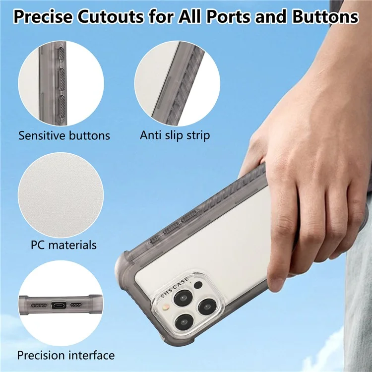 For iPhone 16 Pro Max Matte Case TPU+PC 3-in-1 Protective Phone Cover - Grey